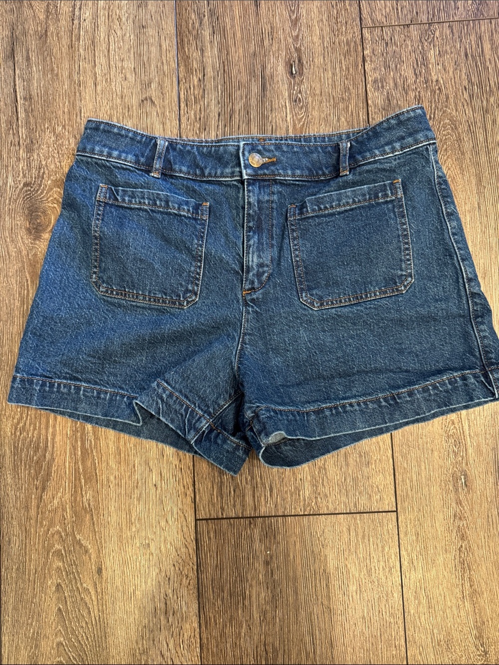 LOFT Dark Blue High-Rise Denim Shorts